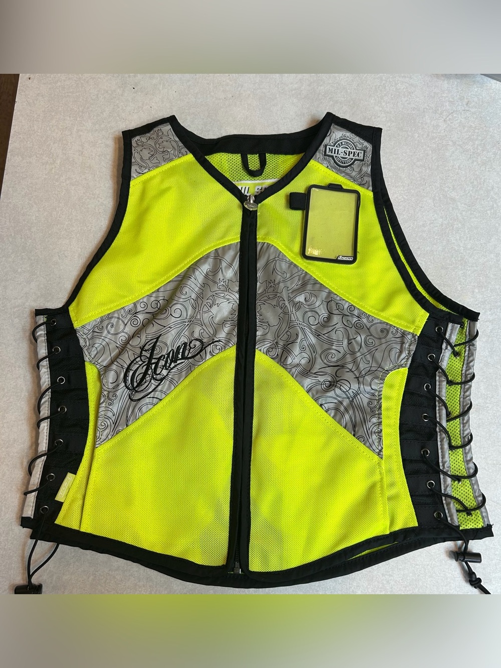 ICON Mil Spec Women’s Corset Motorcycle Neon Women's Mesh Safety Vest M/L